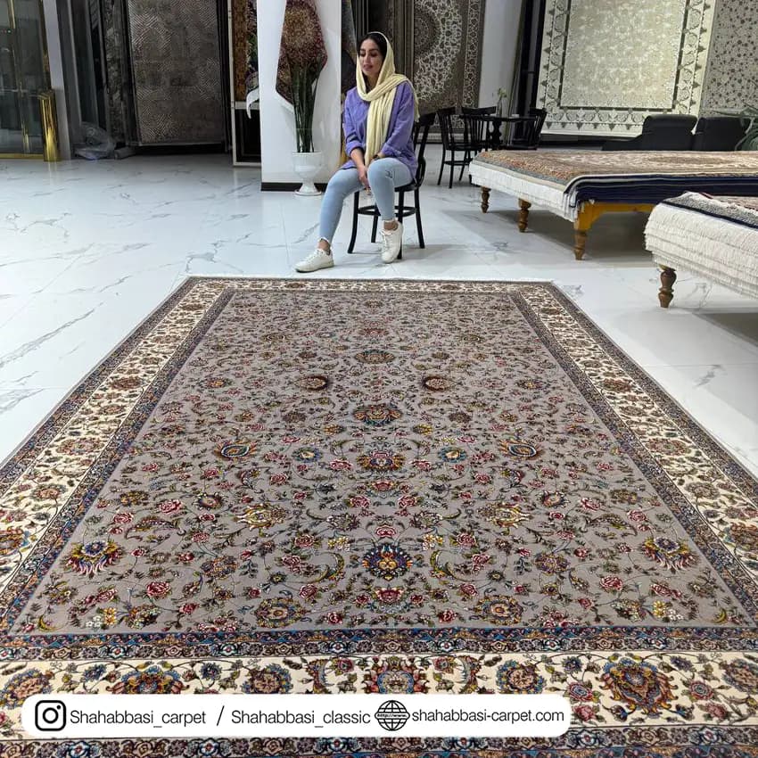 فرش ابریشم کد 95 طوسی