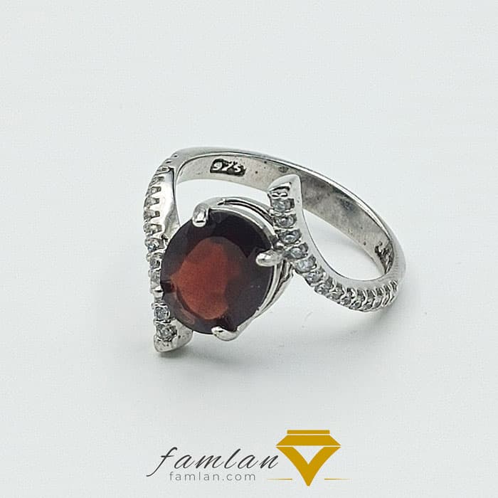 انگشتر نقره زنانه یاقوت گارنت اناری اصیل کد 2579 — تصویر ۵