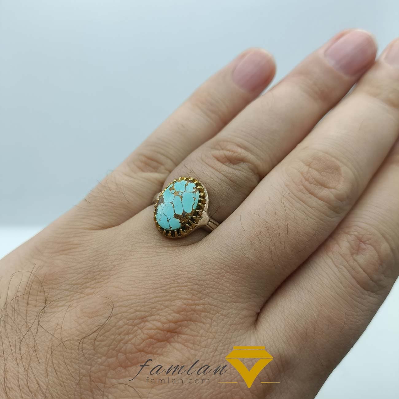 انگشتر نقره مردانه فیروزه نیشابور عنکبوتی کد 2230 — تصویر ۹
