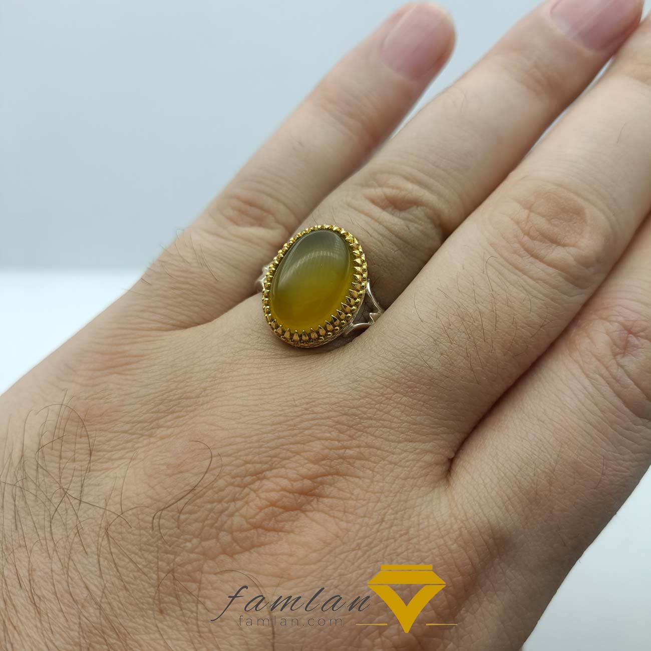 انگشتر نقره مردانه عقیق سبز خراسان کد 2245 — تصویر ۸