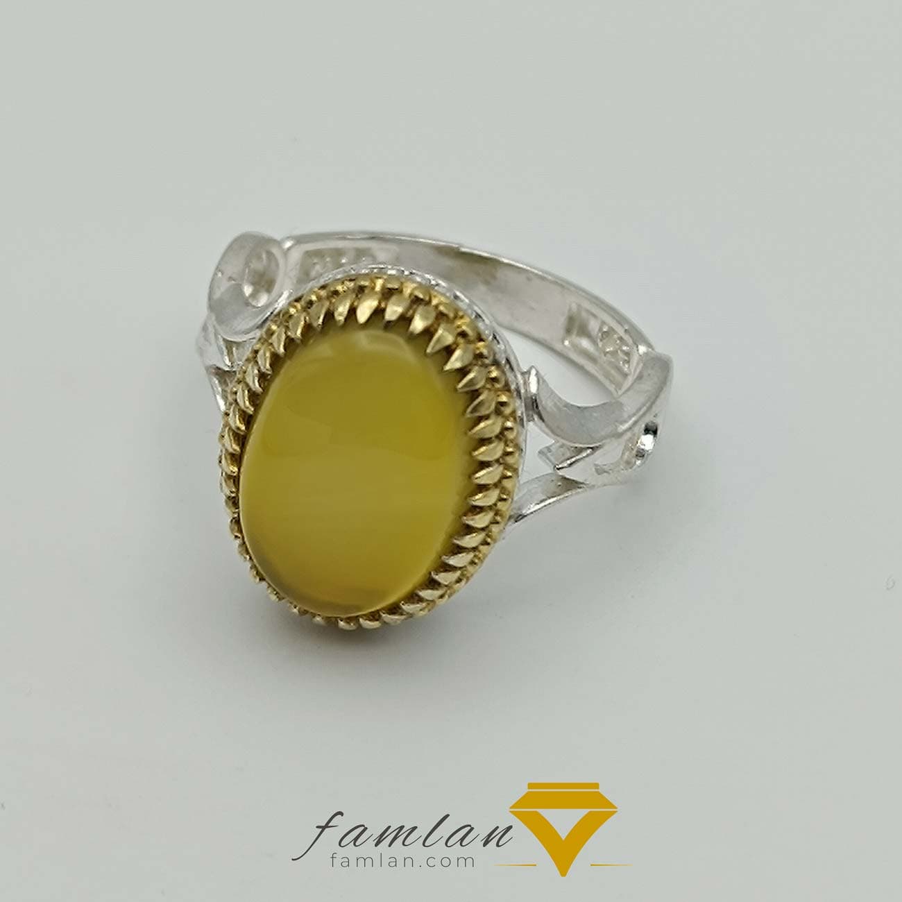 انگشتر نقره مردانه عقیق سبز خراسان کد 2245 — تصویر ۳