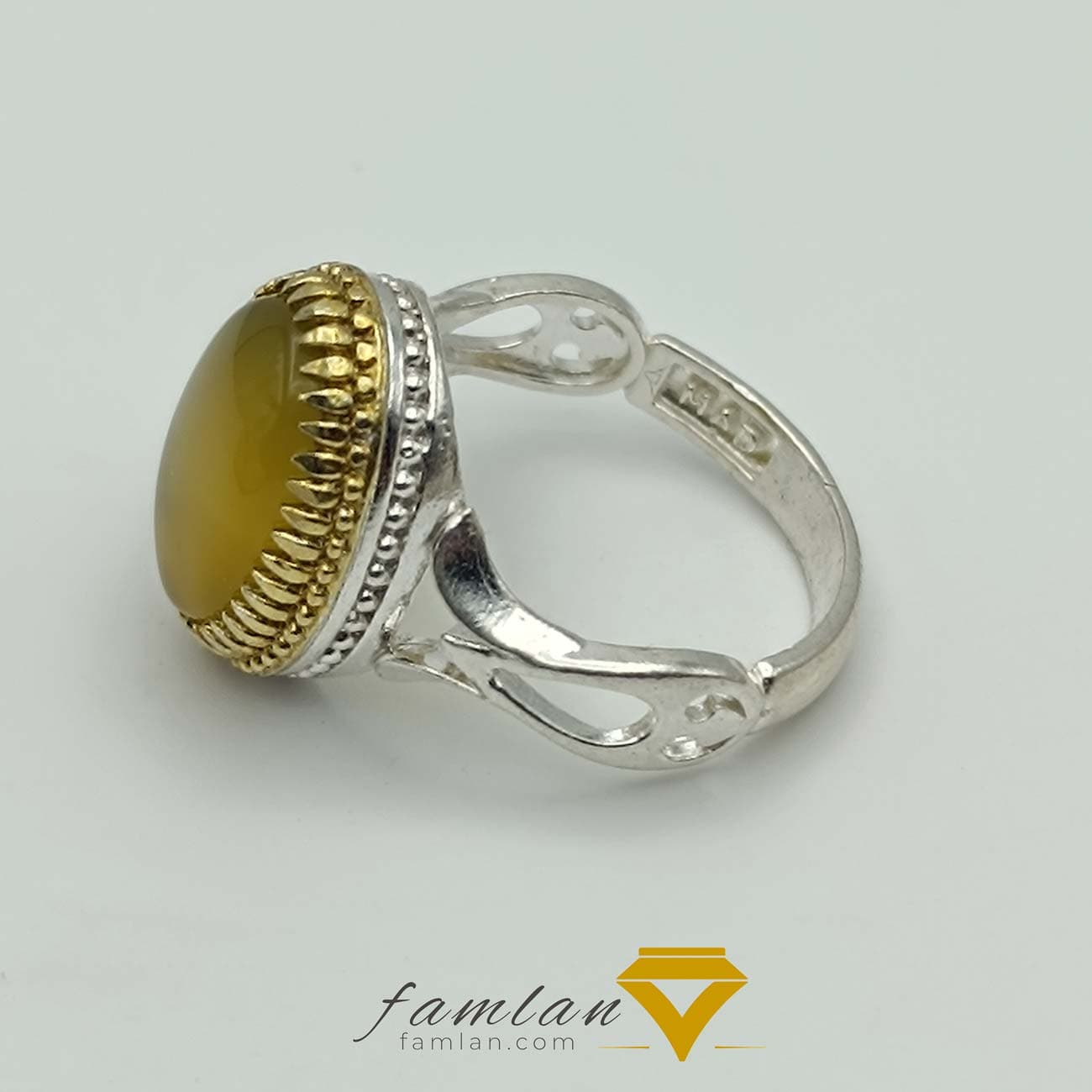 انگشتر نقره مردانه عقیق سبز خراسان کد 2245 — تصویر ۶