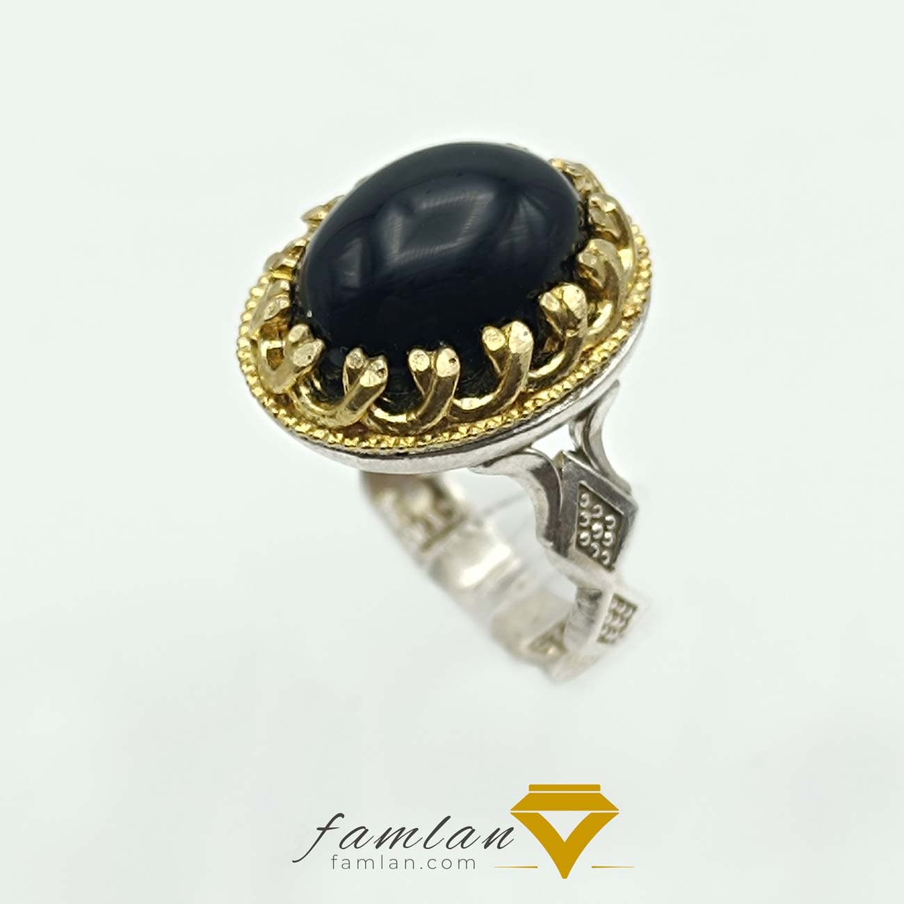 انگشتر نقره مردانه عقیق سیاه کد 2167 — تصویر ۷