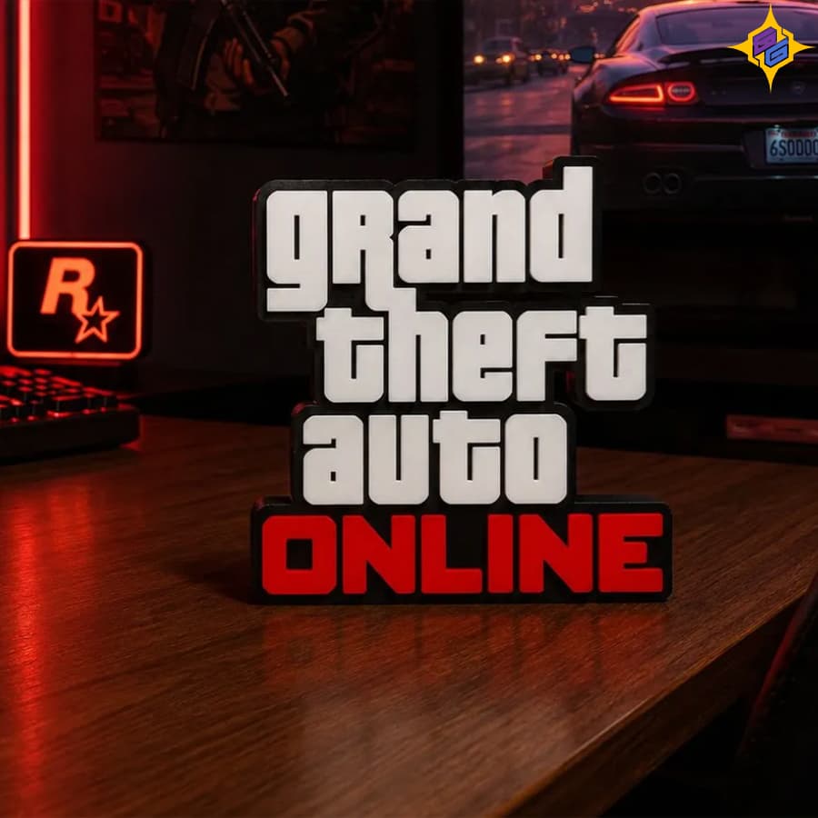 لوگو رومیزی گیمینگ طرح جی تی ای آنلاین | GTA Online Gaming Desk Logo — تصویر ۳