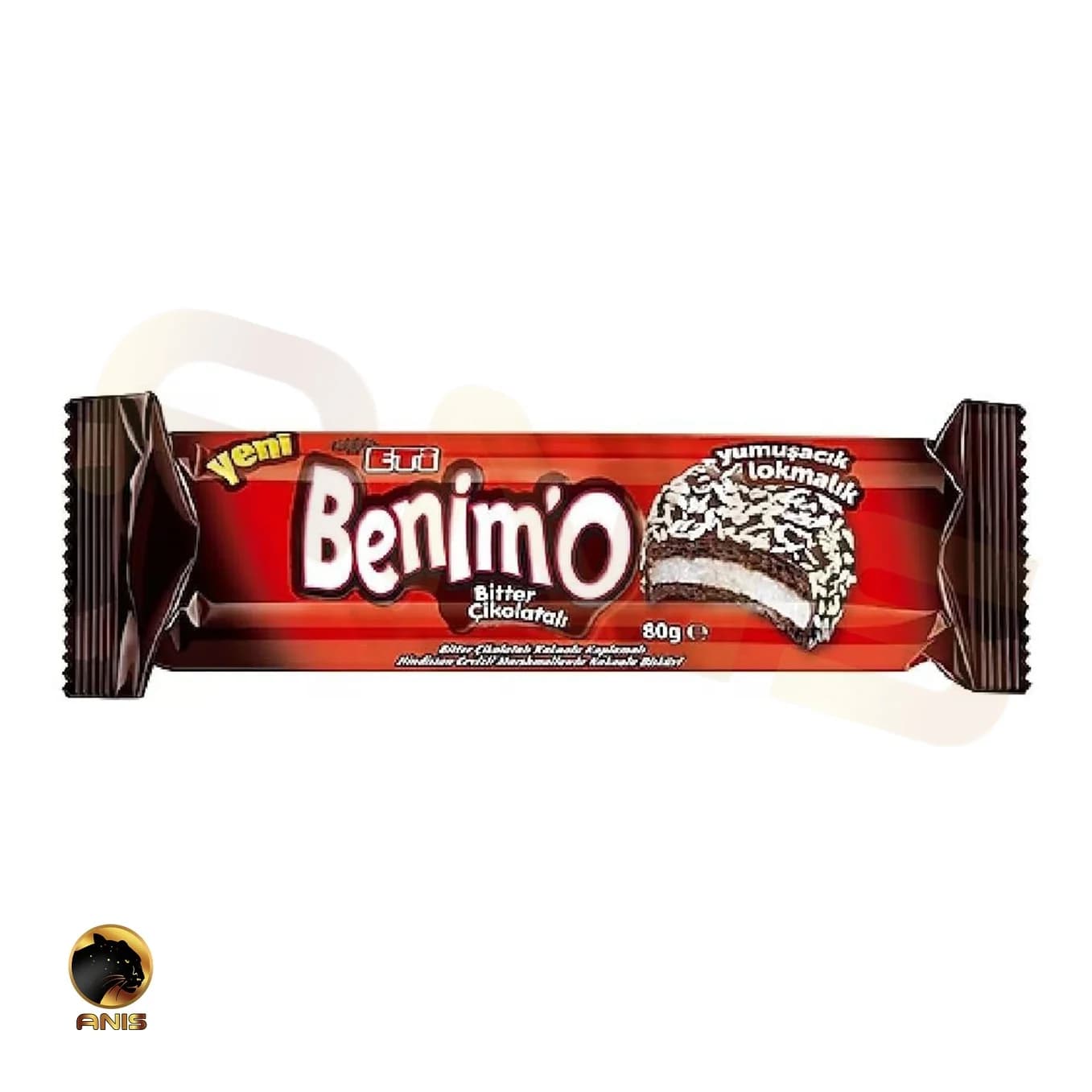 بیسکویت benim’o اتی با روکش کاکویی و پودر نارگیل 80 گرم