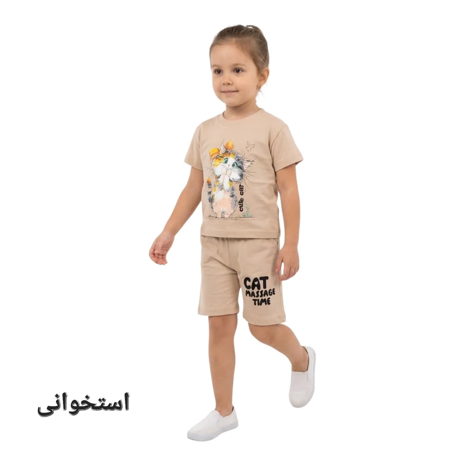 تیشرت شلوارک دخترانه گربه — تصویر ۴