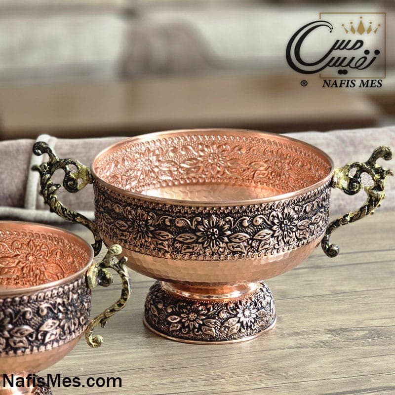 ظرف پذیرایی مسی مینیمال طرح قدحی ( میوه ، آجیل و شکلات خوری ) ساخت زنجان — تصویر ۱۲
