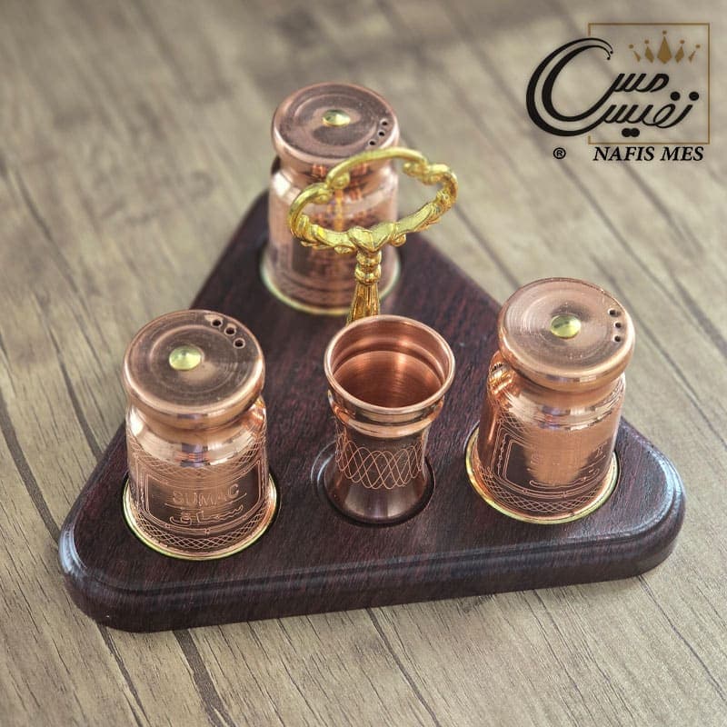 سرویس نمک و فلفل پاش 5 پارچه مسی طرح ستین — تصویر ۶