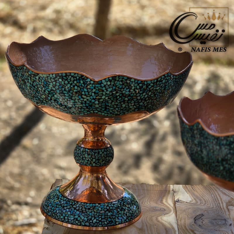 آجیل خوری فیروزه کوب لب دالبری مسی طرح نفیس — تصویر ۵