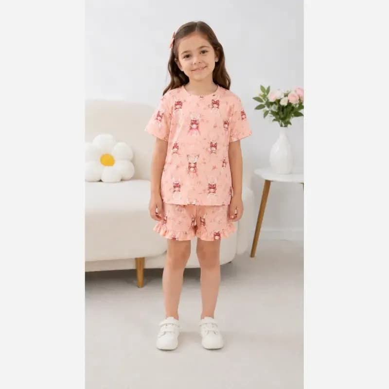 ست کراپ و شلوارک دخترانه پنبه ای خنک سایز 2 تا 9 سال — تصویر ۱۱
