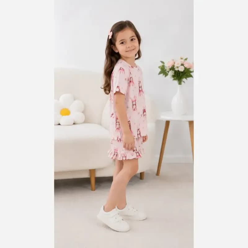 ست کراپ و شلوارک دخترانه پنبه ای خنک سایز 2 تا 9 سال — تصویر ۱۰
