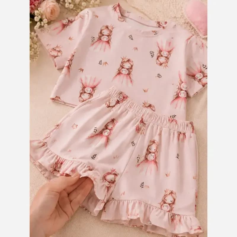 ست کراپ و شلوارک دخترانه پنبه ای خنک سایز 2 تا 9 سال — تصویر ۵