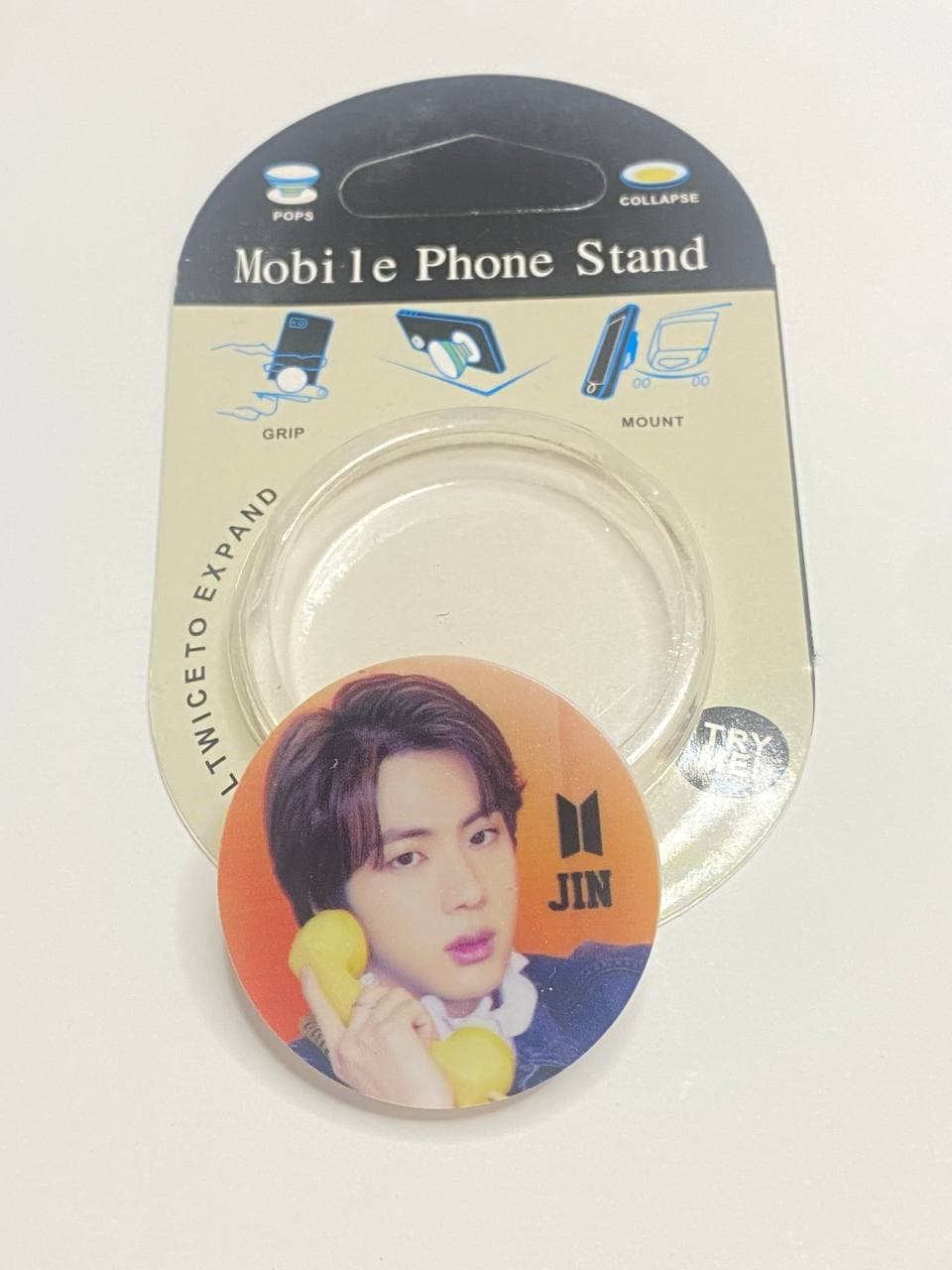 پاپ سوکت بی تی اس جین | نگهدارنده موبایل BTS طرح jin — تصویر ۲