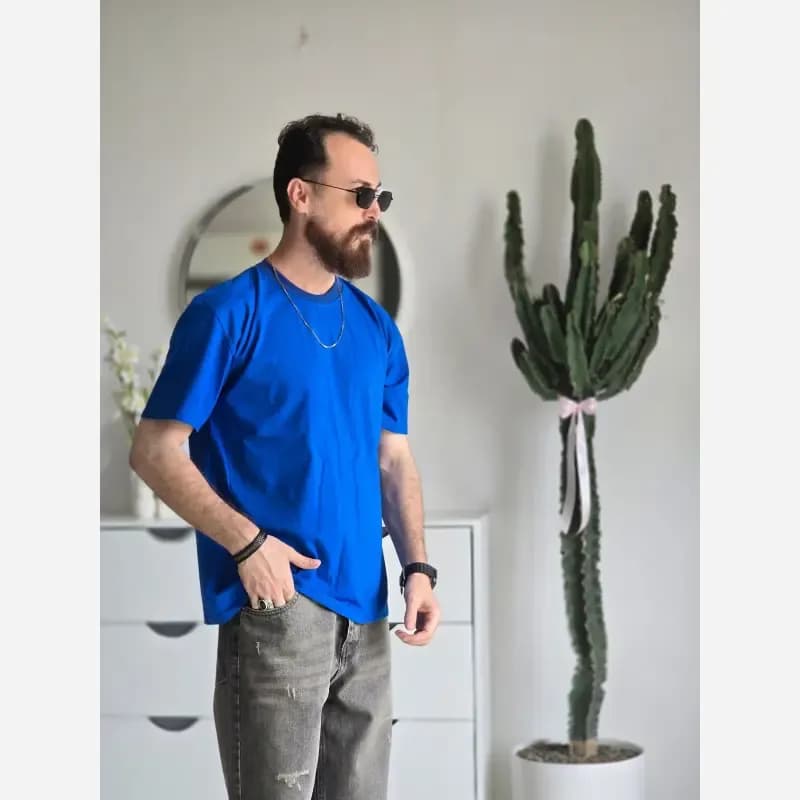 تیشرت مردانه آستین کوتاه پنبهای یقه کش خنک و لطیف رنگ مشکی و سفید — تصویر ۴