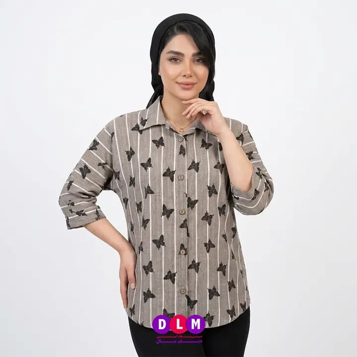 شومیز نخی طرح پروانه و خط راه راه | مدل آزاد فریسایز — تصویر ۵