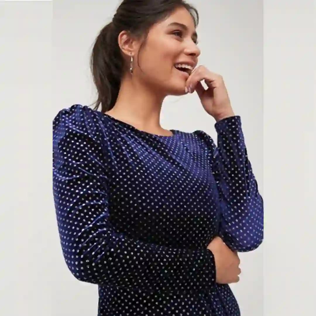 پیراهن مجلسی زنانه مخمل سورمه ای زنانه نکست NEXT انگلیس سایز 38 — تصویر ۴