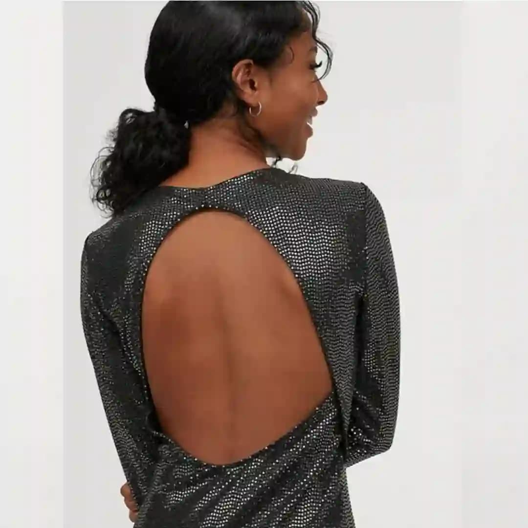 پیراهن مجلسی پولکدوزی سورمه ای اچ اند ام H&M — تصویر ۲