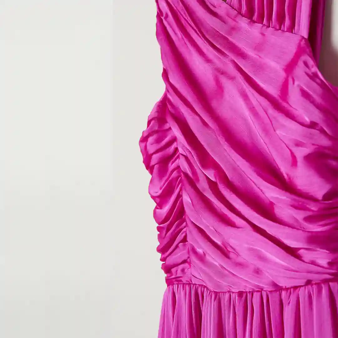 پیراهن مجلسی زنانه دخترانه صورتی اچ اند ام H&M کات لیبل سایز 32 – 38 — تصویر ۵