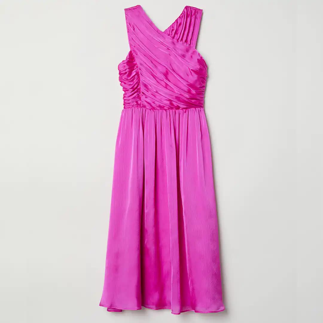 پیراهن مجلسی زنانه دخترانه صورتی اچ اند ام H&M کات لیبل سایز 32 – 38