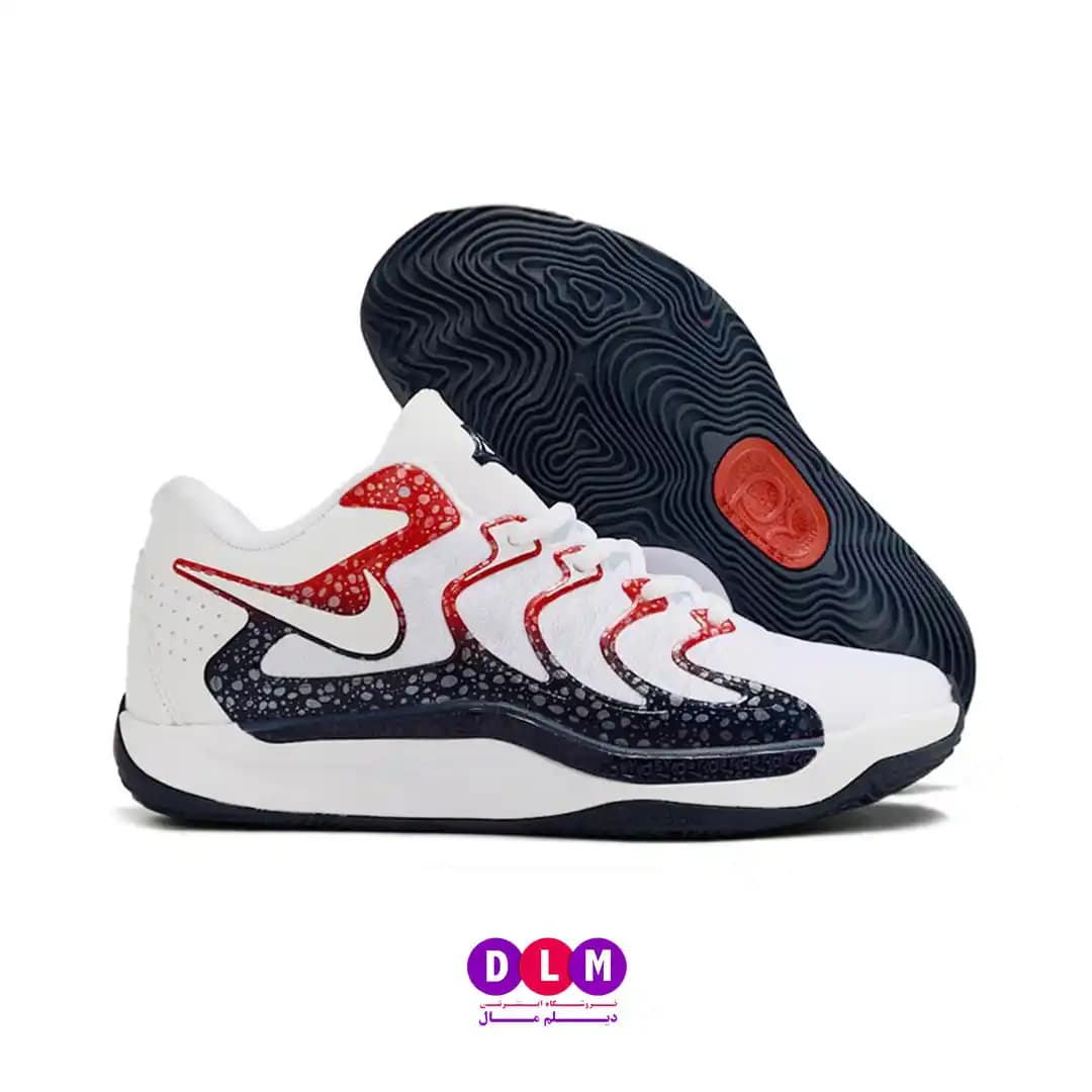 کفش بسکتبال نایک کی دی ۱۷ – Nike KD 17 رنگ آبی قرمز (سایزبندی 36 تا 40) — تصویر ۳