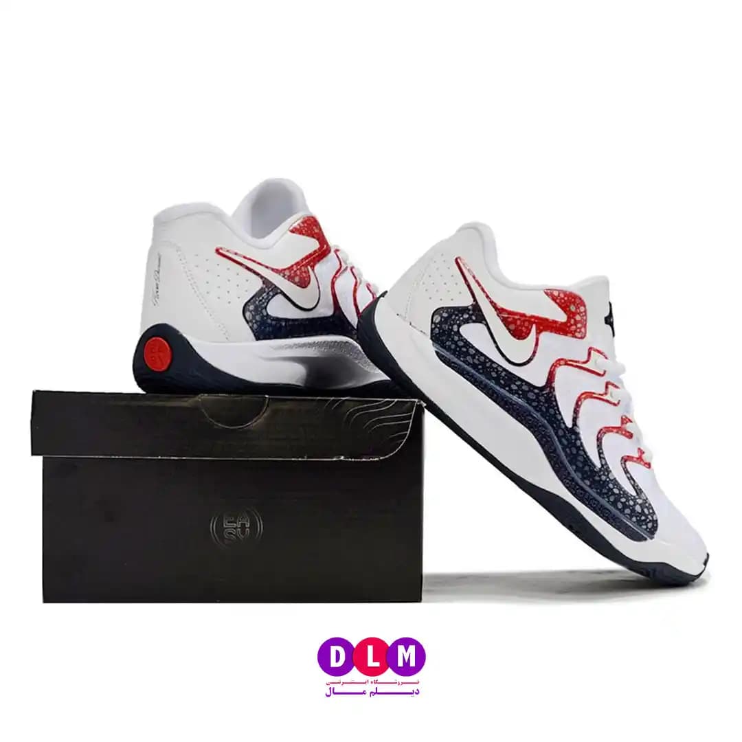 کفش بسکتبال نایک کی دی ۱۷ – Nike KD 17 رنگ آبی قرمز (سایزبندی 36 تا 40) — تصویر ۴