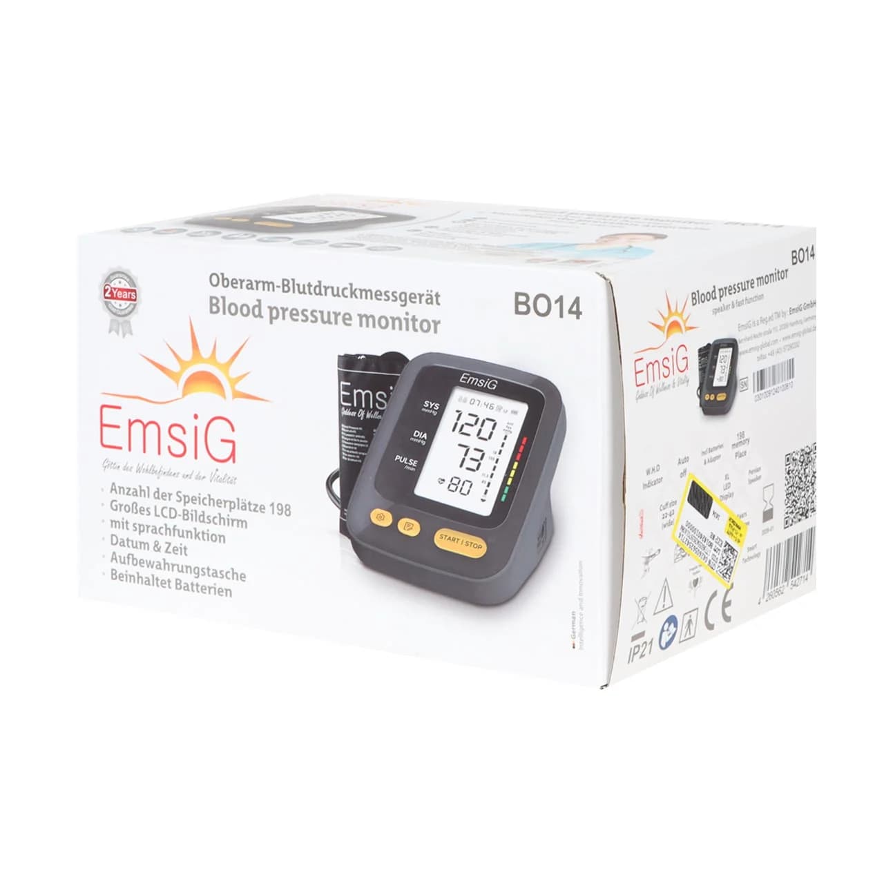 فشارسنج خون دیجیتالی EmsiG مدل BO14+دوسال گارانتی — تصویر ۶