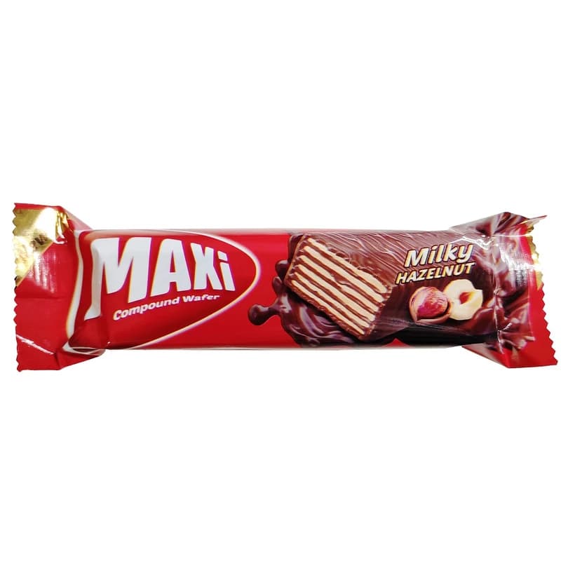 ویفر روکش کاکائو با طعم فندق مکسی شیرین عسل – 30گرم بسته 24 عددی