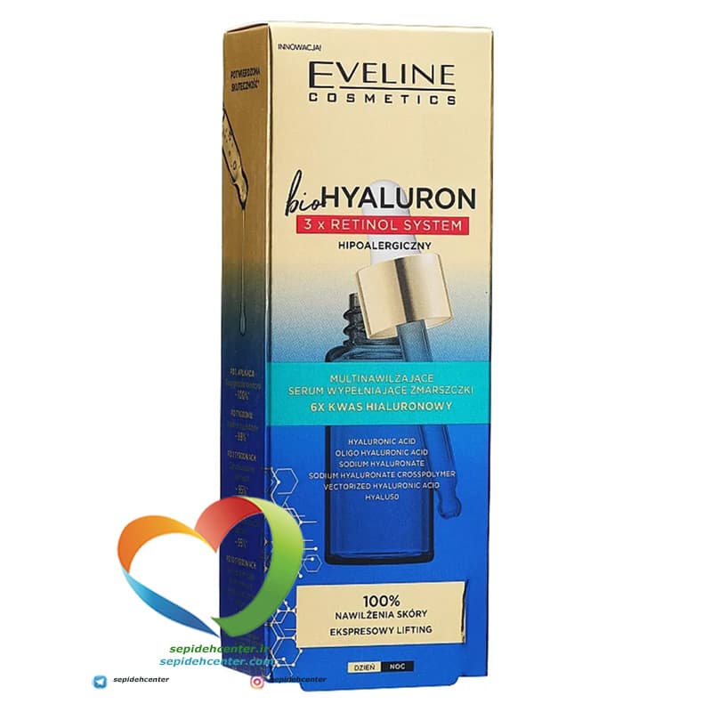 سرم هیالورونیک اسید اولاین EVELINE مدل BIO HYALURON حجم 18 میل | پر کننده قوی خطوط و ضد چروک — تصویر ۴