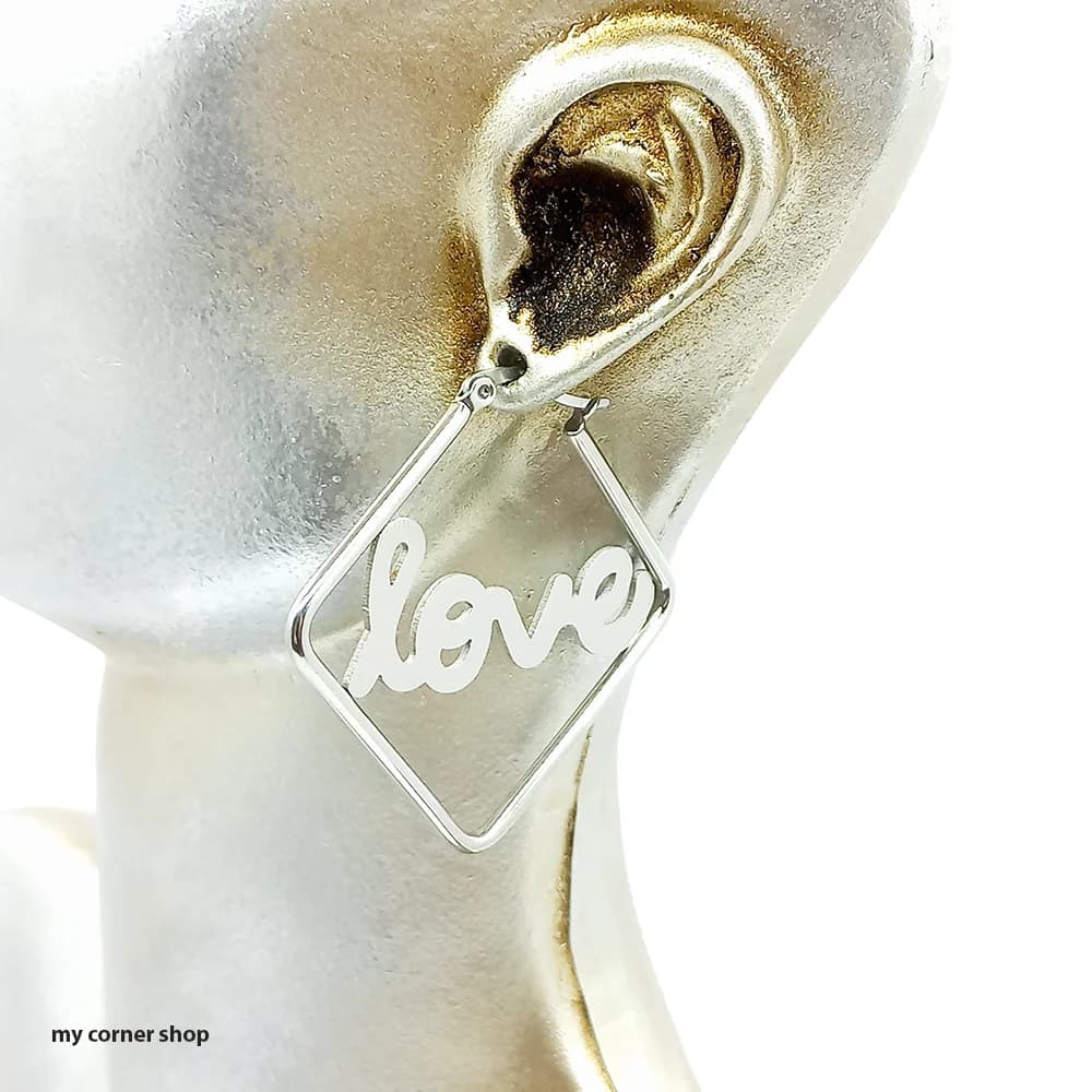 گوشواره حلقه ای طرح love کد 036 — تصویر ۲