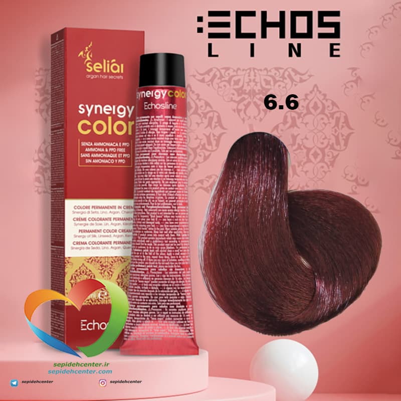 رنگ موی بدون آمونیاک بلوند قرمز تیره 6.6 سینرژی اچ اس لاین Hair Color ECHOSLINE Synergy Dark Blonde Red — تصویر ۸