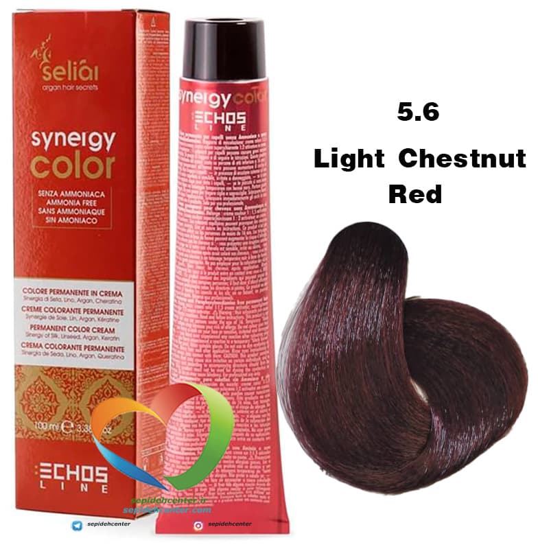 رنگ موی بدون آمونیاک شاه بلوطی قرمز روشن 5.6 سینرژی اچ اس لاین Hair Color ECHOSLINE Synergy Light Chestnut Red — تصویر ۵