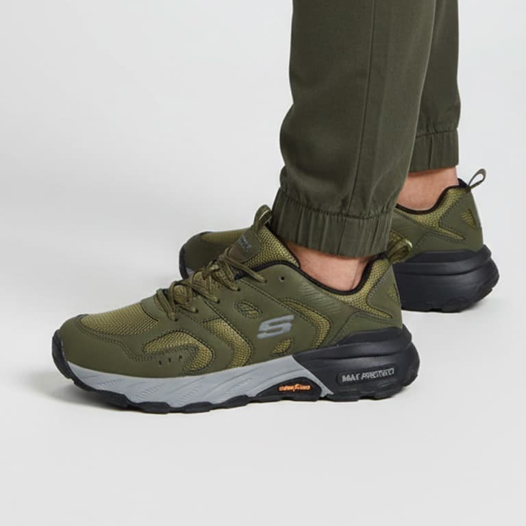 کفش کوهنوردی و طبیعتگردی و پیاده روی مردانه Skechers Max Protect رنگ سبز ارتشی — تصویر ۶