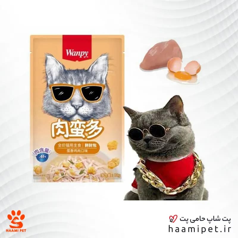 پوچ گربه ونپی کینگ ویتامینه طعم مرغ و تخم مرغ 80 گرم — تصویر ۲