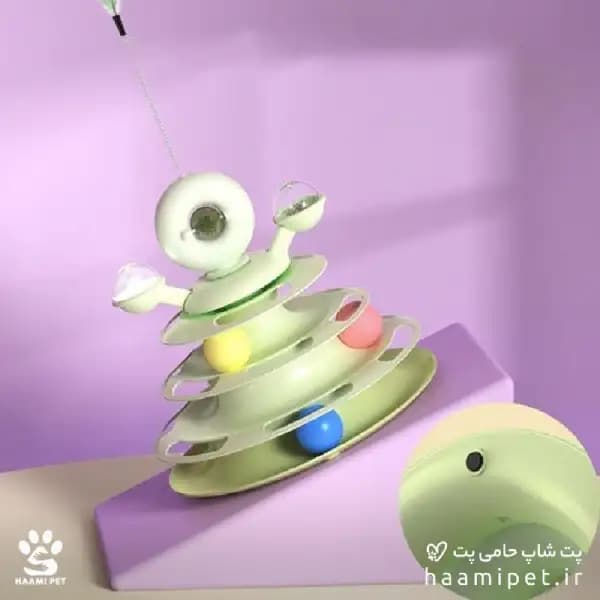 اسباب بازی برج سه طبقه گربه با توپ کت نیپ — تصویر ۶