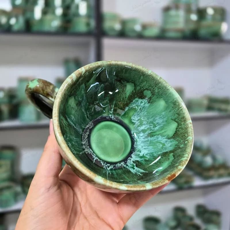 فنجان و نعلبکی لته خوری طرح ماربل در 2سایز — تصویر ۳
