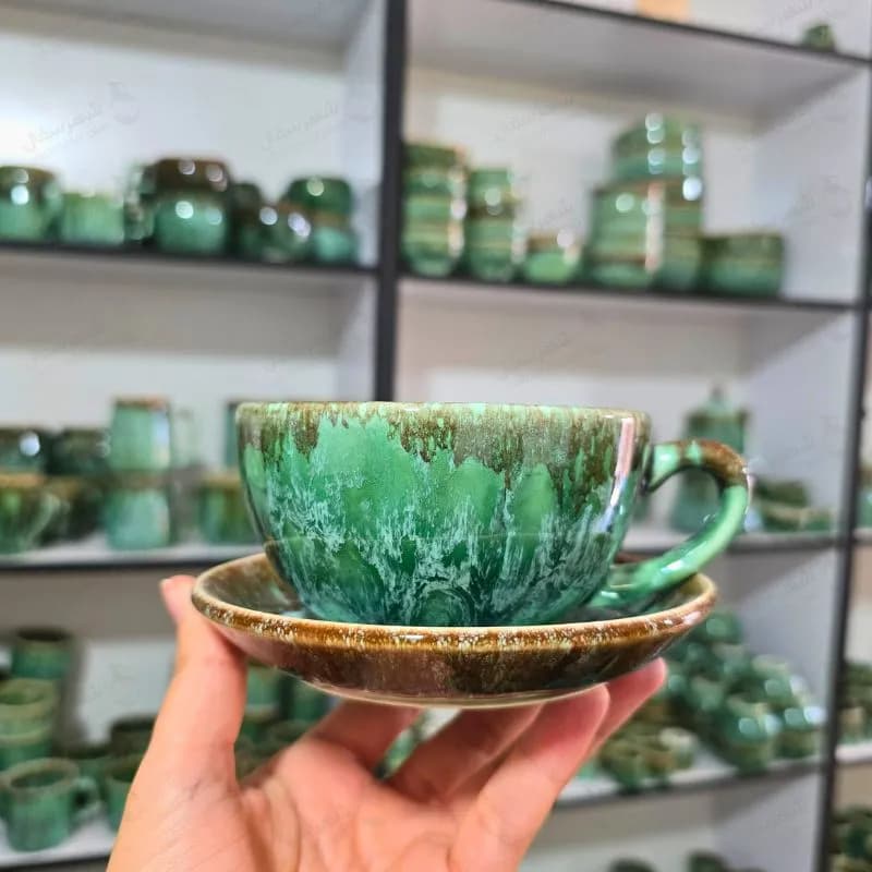 فنجان و نعلبکی لته خوری طرح ماربل در 2سایز — تصویر ۵