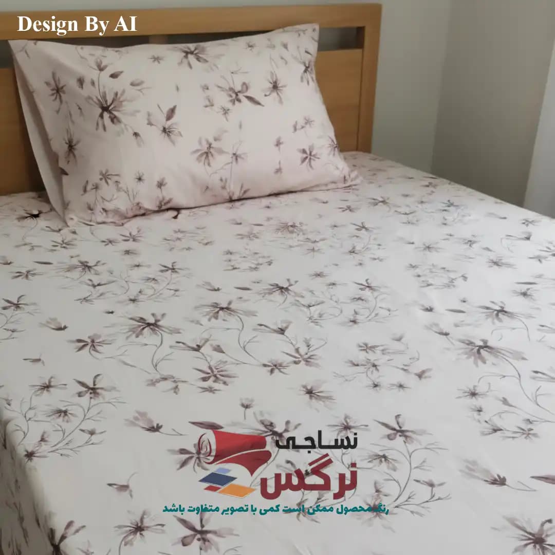 نیم ست کاورکشدار تخت و روبالشتی کتان نخ ترک گلدار کد 275 — تصویر ۵