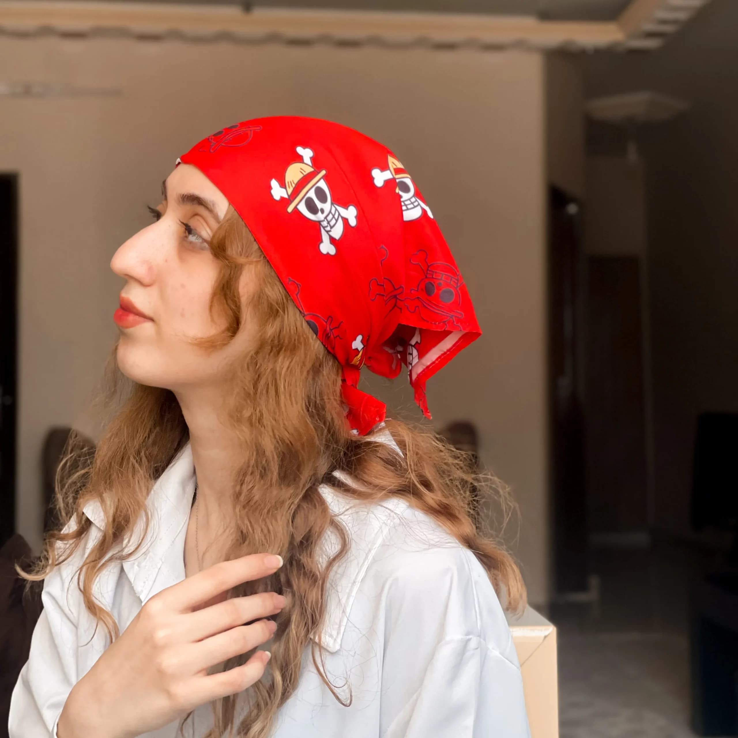 باندانا طرح دلخواه کتان نخ کد cre116 — تصویر ۲