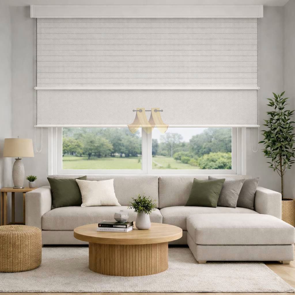 پرده دو مکانیزه سفید کد ZD217- GS/01-100
