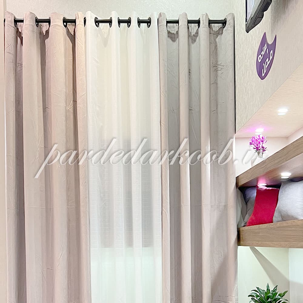 پرده پانچ آماده مخمل کرم ارتفاع 280 سانت — تصویر ۱۰