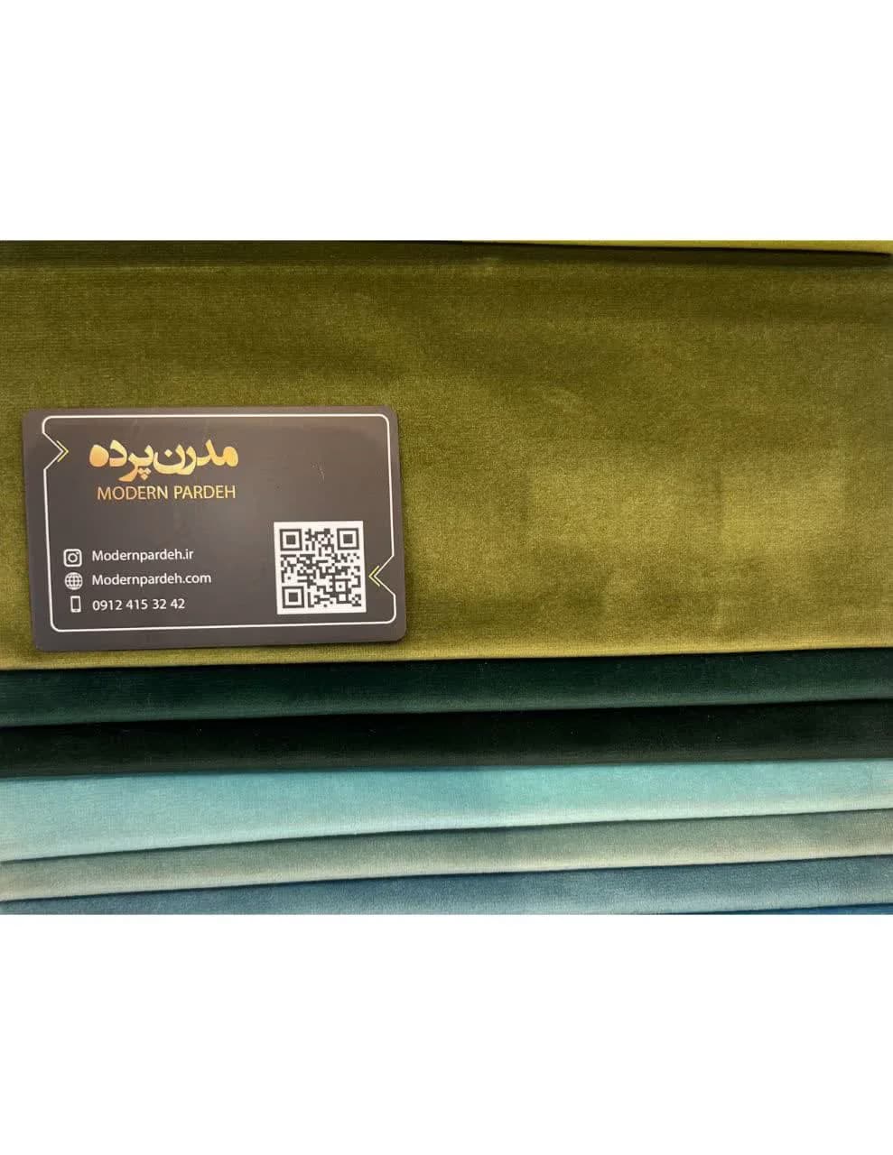 پرده مینیمال ترکیب حریر و مخمل سبز زیتونی کد 04 — تصویر ۵