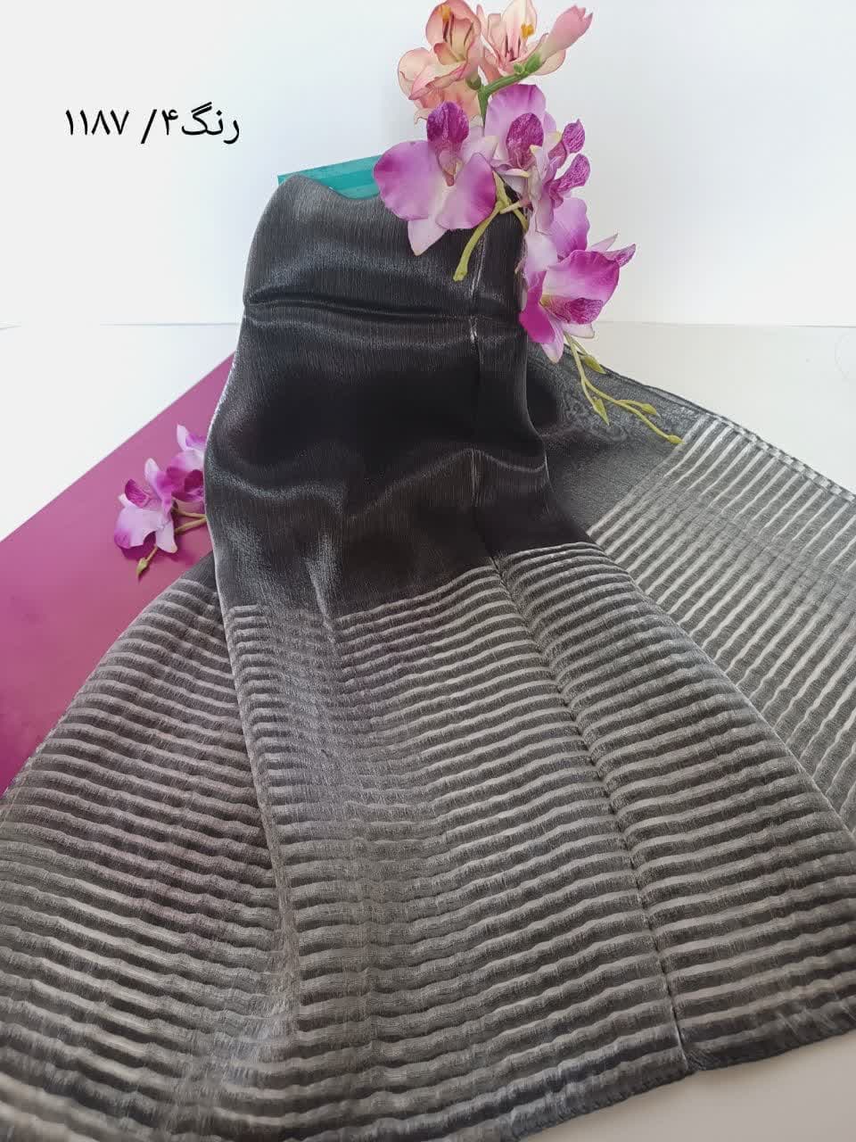 شال مجلسی ابریشم کریستال ترک — تصویر ۸