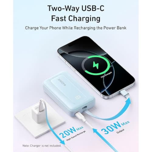 پاور بانک انکر 30 وات زولو 20000 با یک کابل متصل (Anker Zolo Power Bank 20000mAh A1689) — تصویر ۵