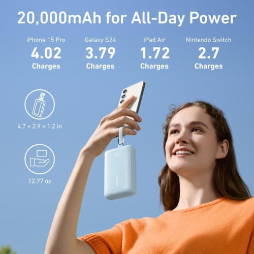 پاور بانک انکر 30 وات زولو 20000 با دو کابل متصل (Anker Zolo Power Bank 20000mAh A1681) — تصویر ۸