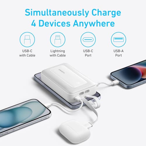 پاور بانک انکر 30 وات زولو 20000 با دو کابل متصل (Anker Zolo Power Bank 20000mAh A1681) — تصویر ۵