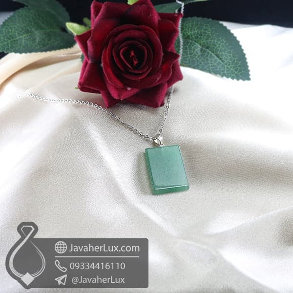 گردنبند سنگ آونتورین سبز _ کد : 400735 — تصویر ۵