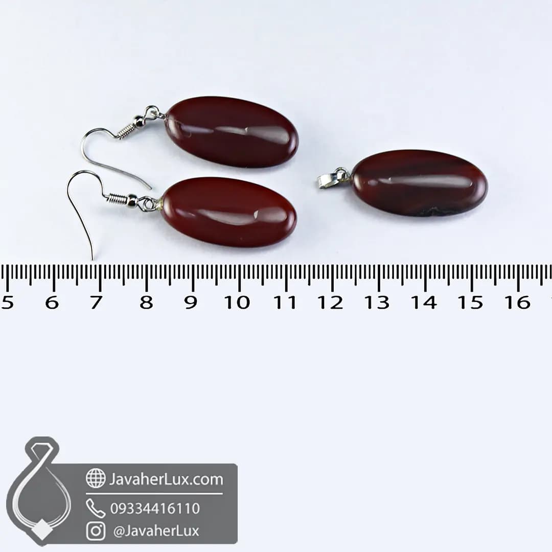 نیم ست سنگ عقیق مدل اوالین _ کد : 400660 — تصویر ۴