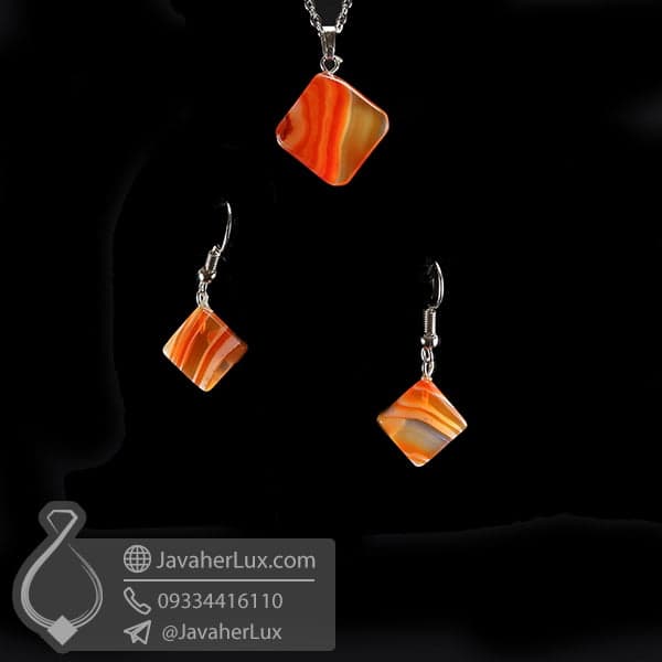 نیم ست زنانه سنگ عقیق _ کد : 400642 — تصویر ۴