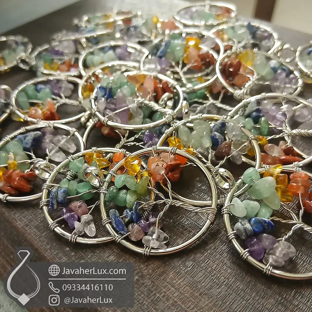 گردنبند هفت سنگ چاکرا درخت زندگی کوچک _ کد : 400633 — تصویر ۷
