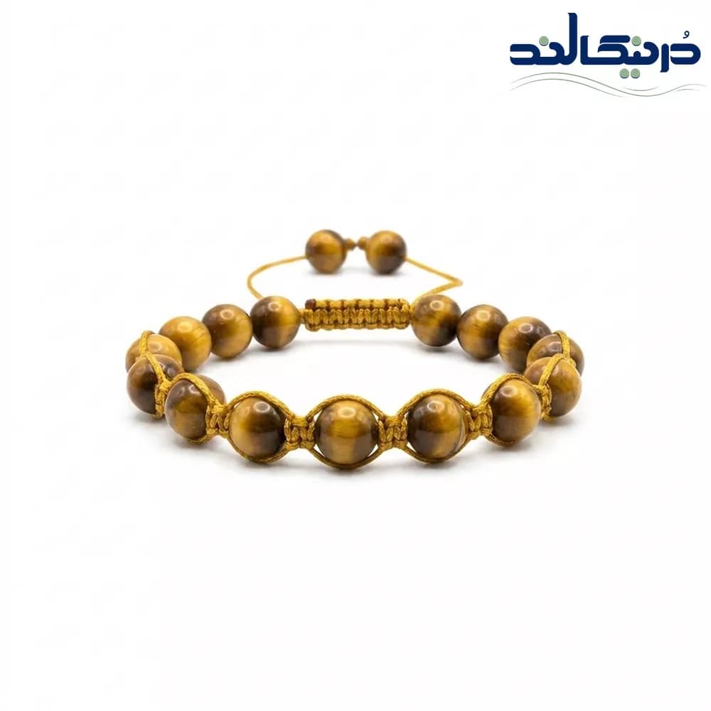 دستبند سنگ چشم ببر عسلی کد 88 — تصویر ۲